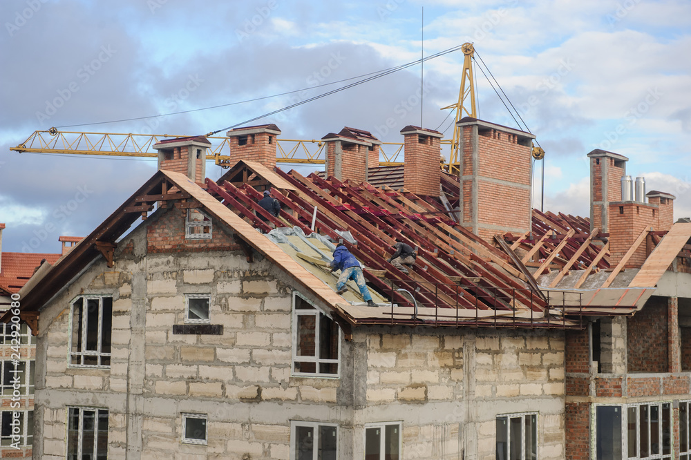 the roof of a high building in construction the roof of a high building in construction