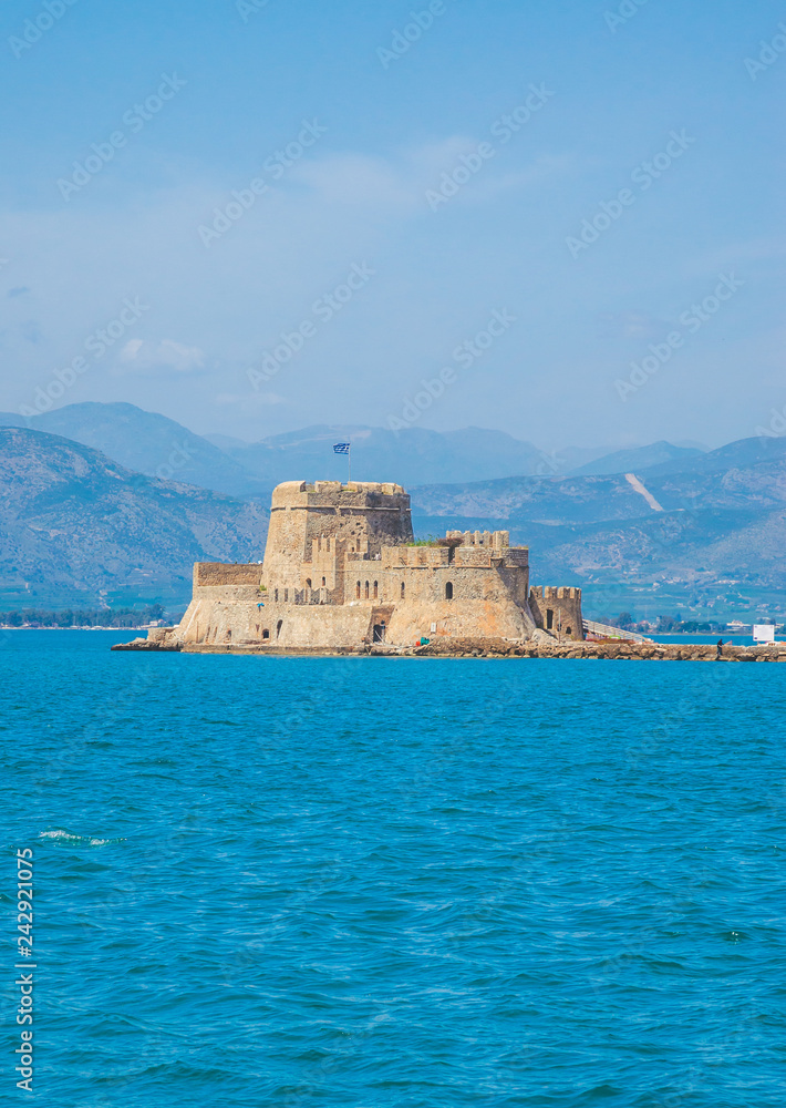 Bourtzi castle on the water in beautiful city Nafplio, Greece