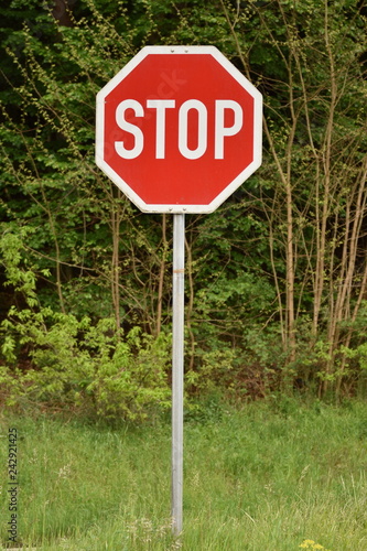 stop sign with reflect surface in Germany,