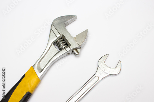 Wallpaper Mural Wrench and adjustable wrench. Tools for repair. Wrench isolated on ball background Torontodigital.ca