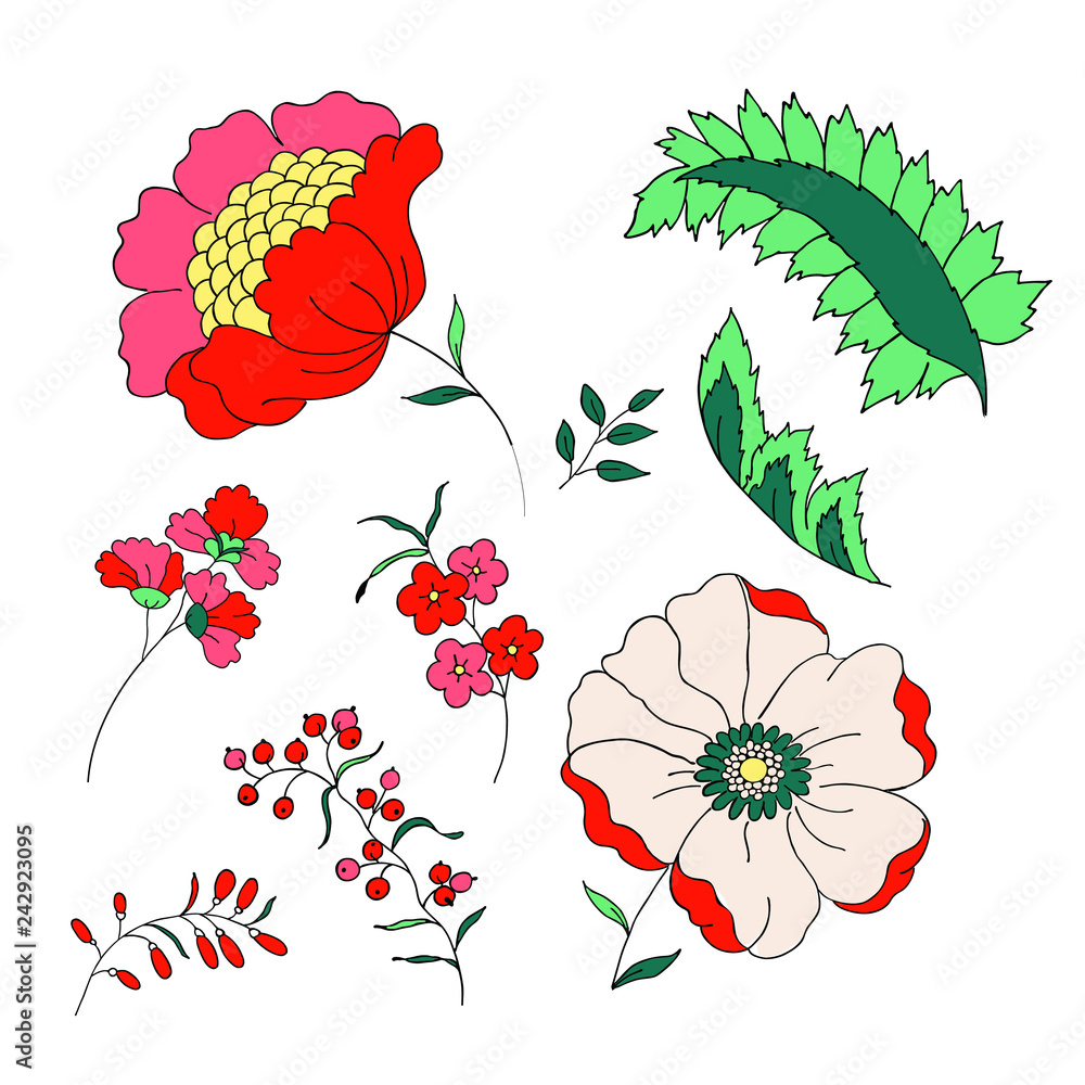 Cute red flower hand drawn element, perfect for decorating Valentine Day or  Mother Day card. 19169447 PNG