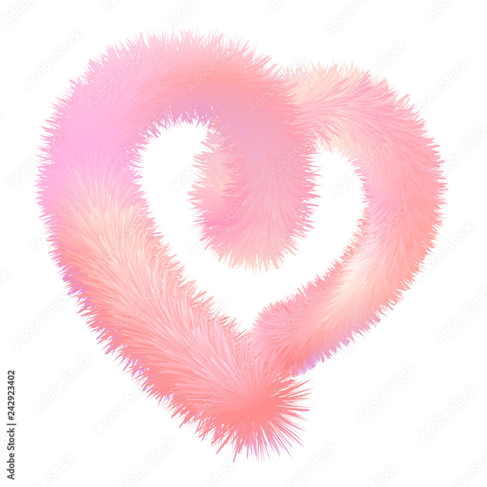 3d fluffy fur contour heart, stock vector illustration clip art 3d fluffy fur contour heart, stock vector illustration clip art