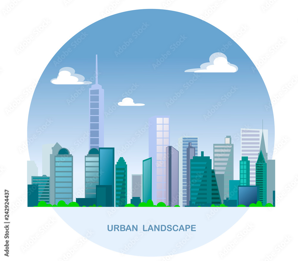 Urban landscape. City with skyscrapers Urban landscape. City with skyscrapers