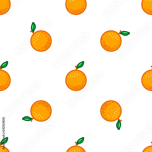 Fototapeta Naklejka Na Ścianę i Meble -  Orange seamless pattern. Autumn, summer, spring vintage design icon. Vector fruit illustration. Hand drawn cute oranges with cut sliced core for textile, manufacturing, fabrics and decor