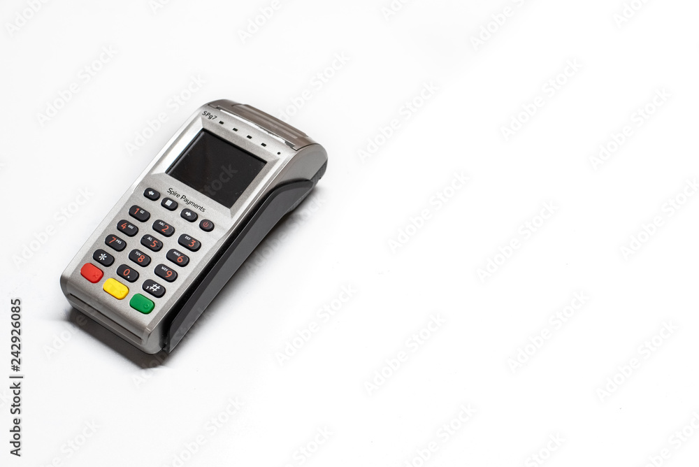 Dataphone, card reader to charge purchases, isolating on white background. Dataphone, card reader to charge purchases, isolating on white background.