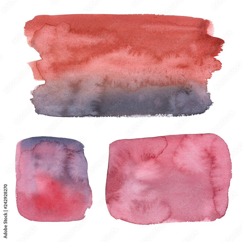Set of backgrounds from watercolor stains. Isolated on white background. 