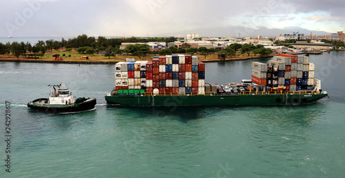 Tug Boat with Container Barge