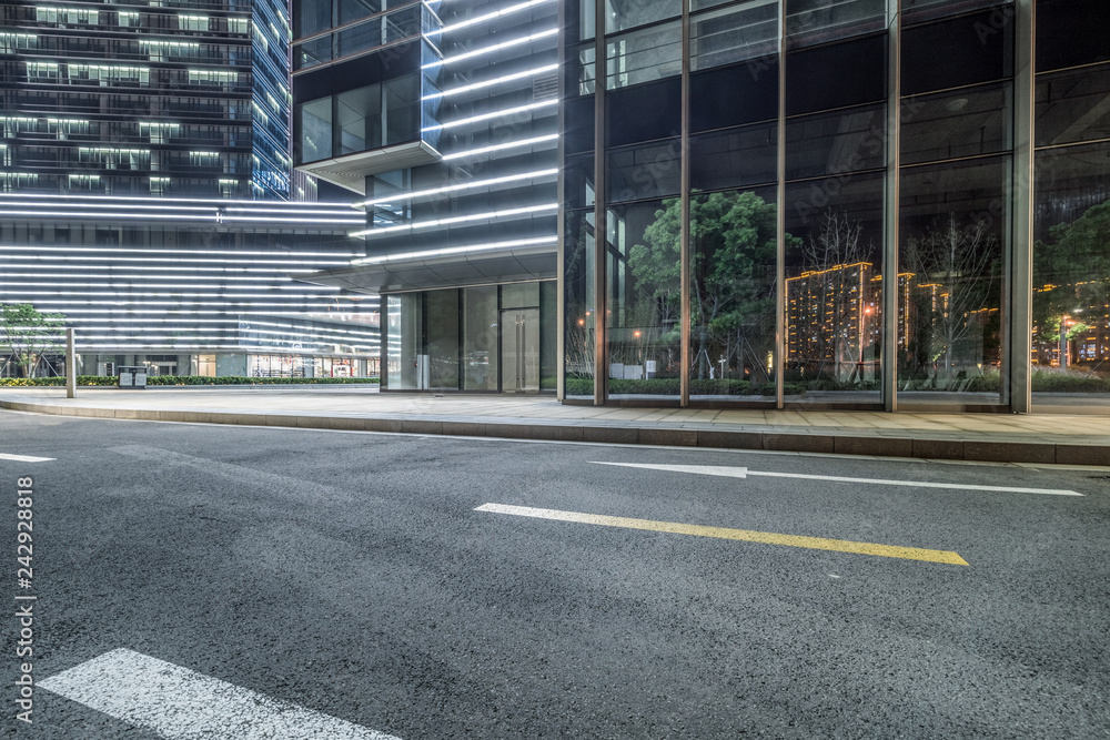 empty road with modern buildings on background,shanghai,china. empty road with modern buildings on background,shanghai,china.