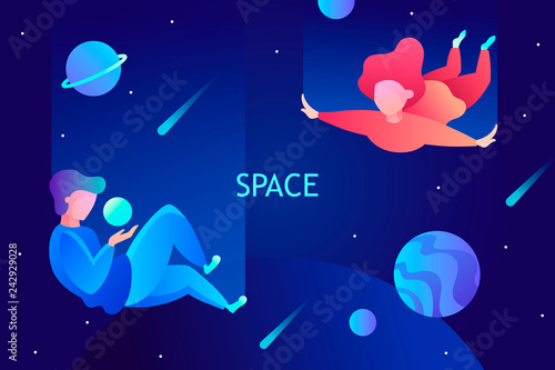 space travel, virtual reality, imagination. vector illustration. modern technologies