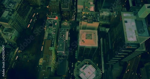 Aerial view of an urban centre of a downtown district of a bustling city centre