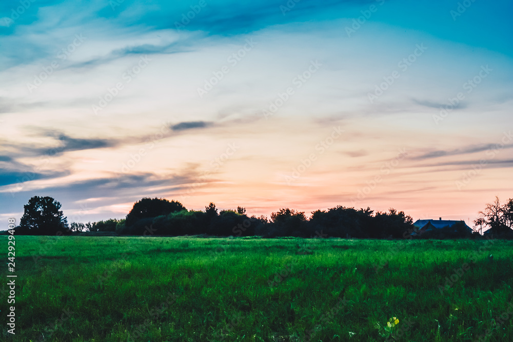 Bright sunset summer sky