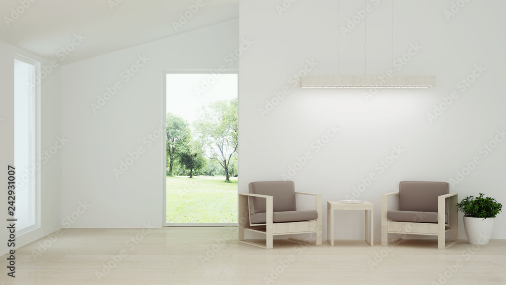 Relax space interior 3D rendering in hotel - minimal style Relax space interior 3D rendering in hotel - minimal style