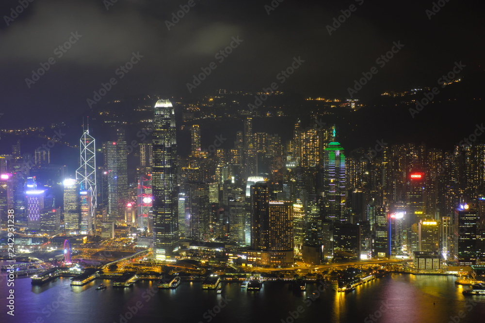 香港島の俯瞰夜景
