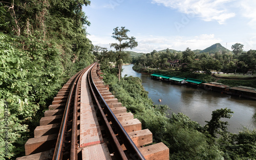 World war II historic railway, known as the Death Railway, The WW II railway history in river Kwai, Kanchanaburi, Thailand