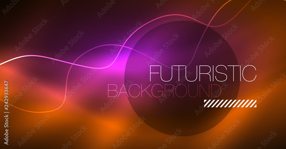 Abstract shiny glowinng color wave design element on dark background - science or technology concept Abstract shiny glowinng color wave design element on dark background - science or technology concept