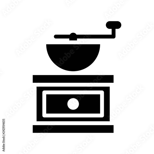 Coffee grinder vector, coffee related solid style