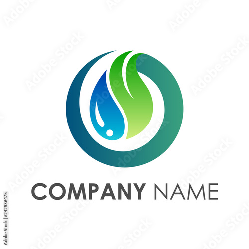 nature letter o logo design, letter o with leaf and water drop symbol