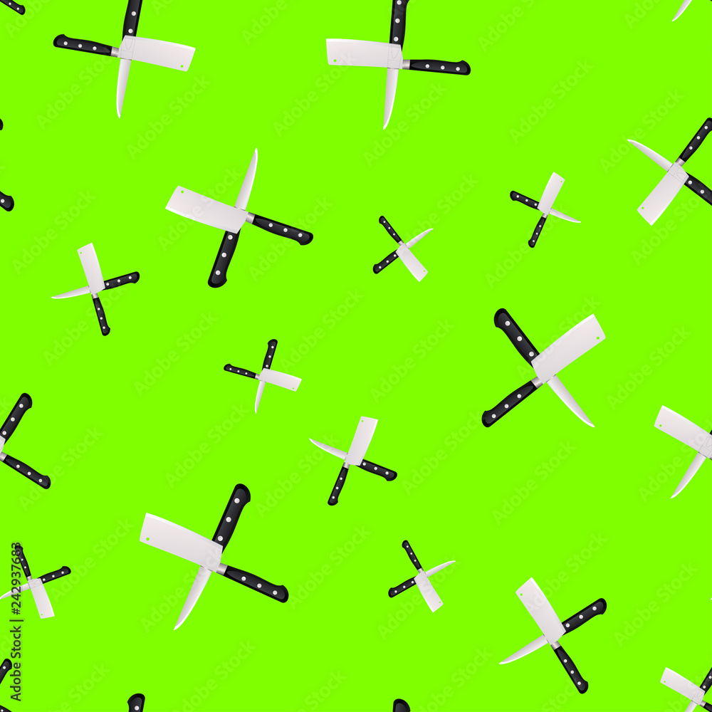 Seamless pattern of kitchen knives on a colored background. Seamless pattern of kitchen knives on a colored background.