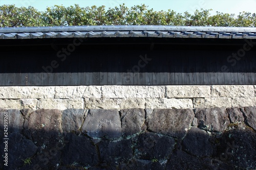 A traditional style stone wall in Japan