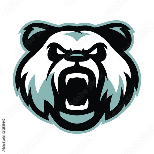 Angry panda head logo mascot template vector illustration