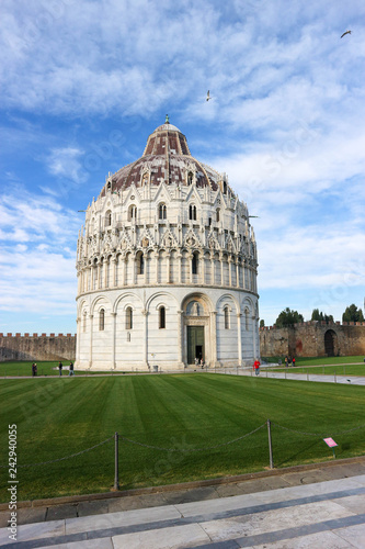 View to Pisa baptistery in a sunny winter day  Tuscany  Italy