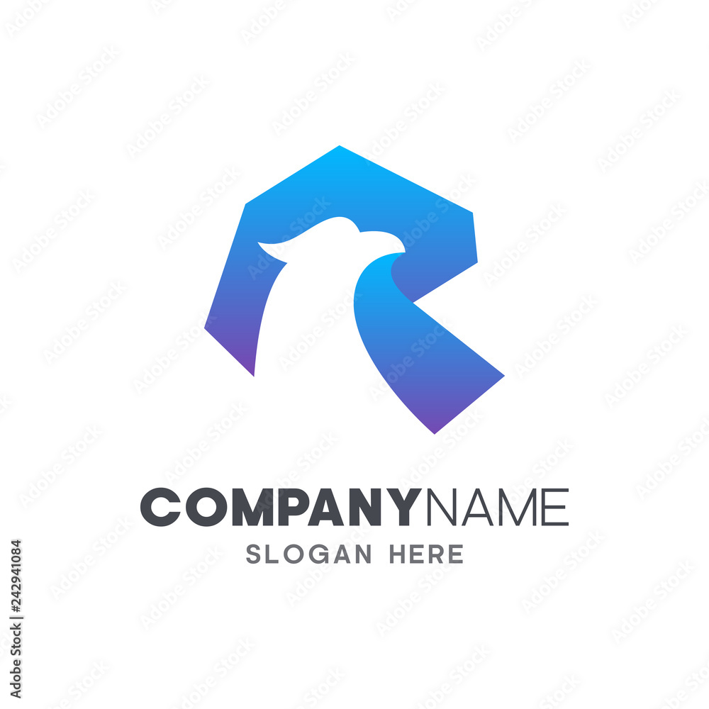 initial letter r with eagle head logo design initial letter r with eagle head logo design
