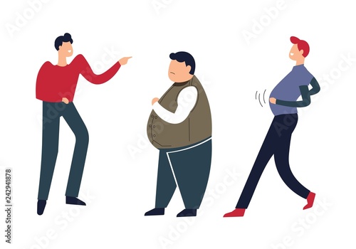 Overweight person going down street people mocking fat male