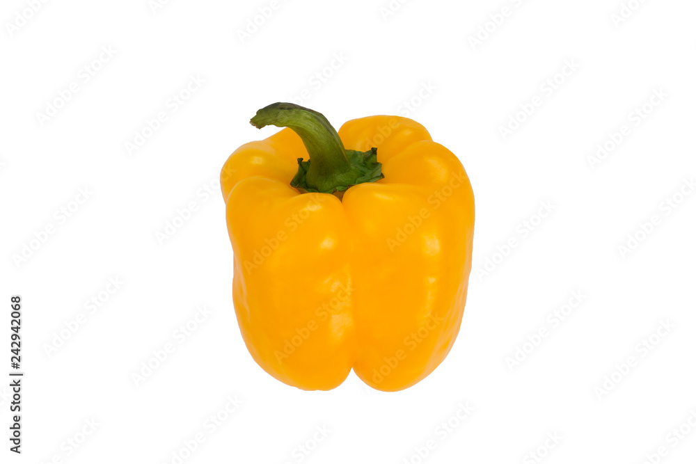 Yellow sweet pepper isolated on white background. View at an angle of 45 degrees. Fresh vegetable Yellow sweet pepper isolated on white background. View at an angle of 45 degrees. Fresh vegetable