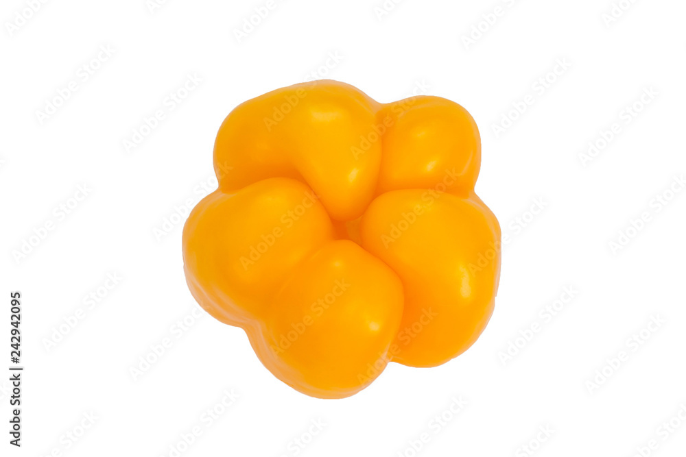 Yellow sweet pepper isolated on white background. Top view. Fresh vegetable Yellow sweet pepper isolated on white background. Top view. Fresh vegetable