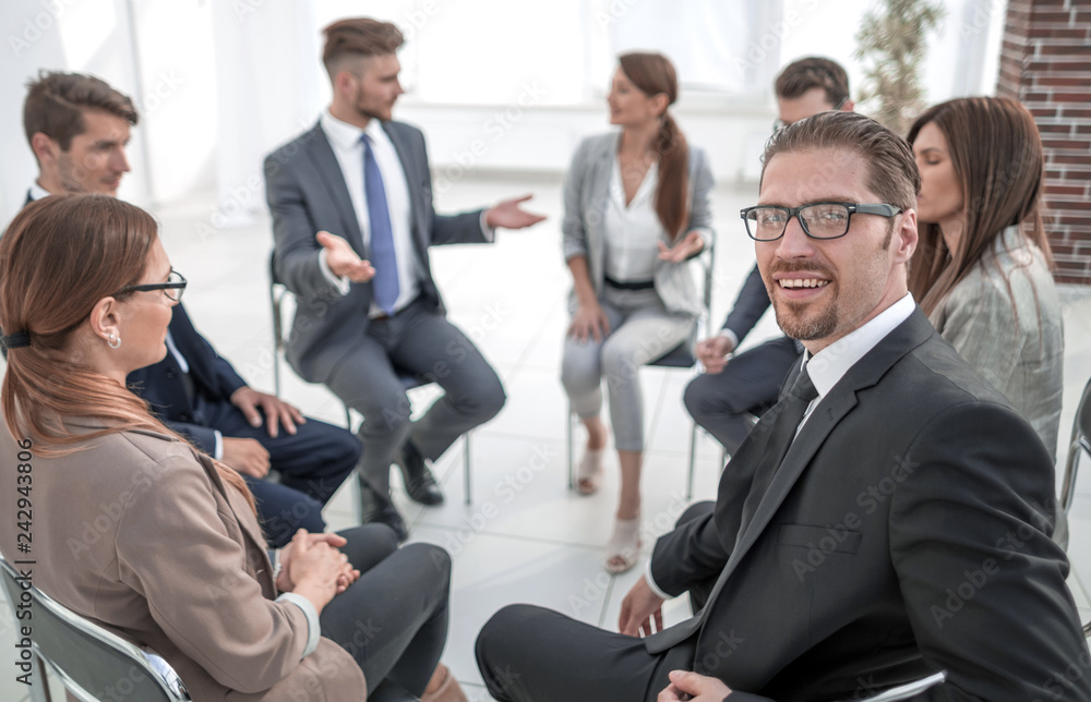 close up.businessman and employees of the company at a business meeting close up.businessman and employees of the company at a business meeting