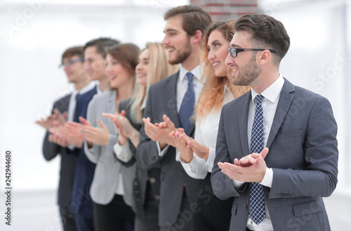 group of business people applauding isolated