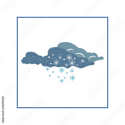 Weather winter icon. Meteorology symbol thunderstormy. Isolated icon bad weather. Design element. Colorful symbol of gale. Template for weather forecast, card, etc. Vector illustration.