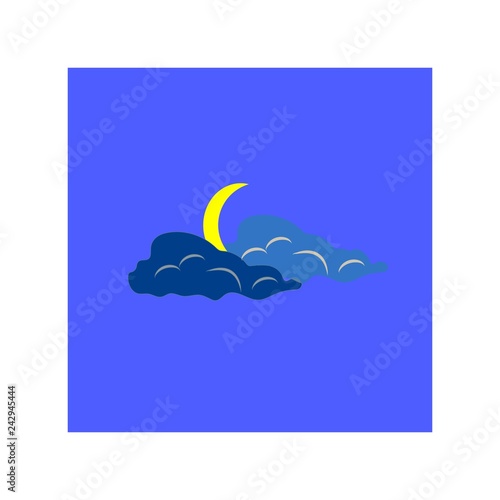 Weather icon. Moon and dawn. Meteorology symbol thunderstormy. Isolated icon bad weather. Design element. Colorful symbol of gale. Template for weather forecast, card, etc. Vector illustration.