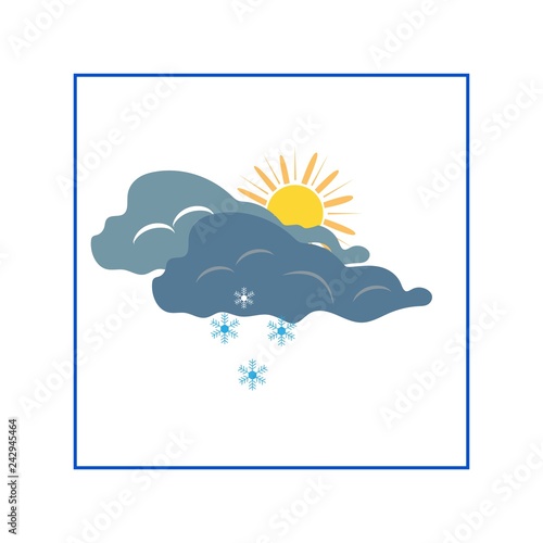 Weather winter icon. Meteorology symbol thunderstormy. Isolated icon bad weather. Design element. Colorful symbol of gale. Template for weather forecast, card, etc. Vector illustration.