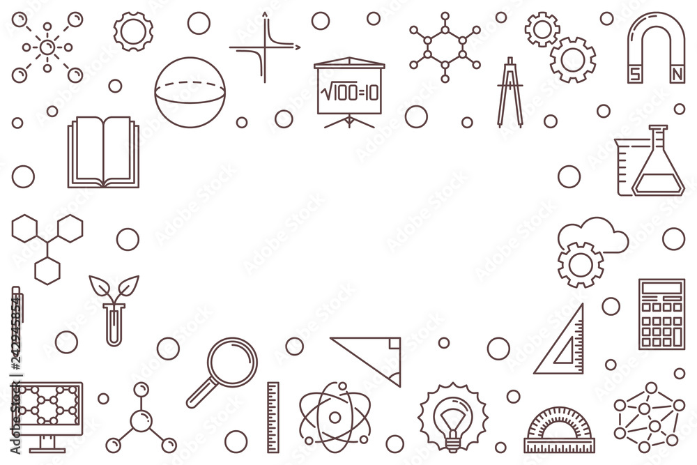 STEM vector horizontal frame with place for your text. Science ...
