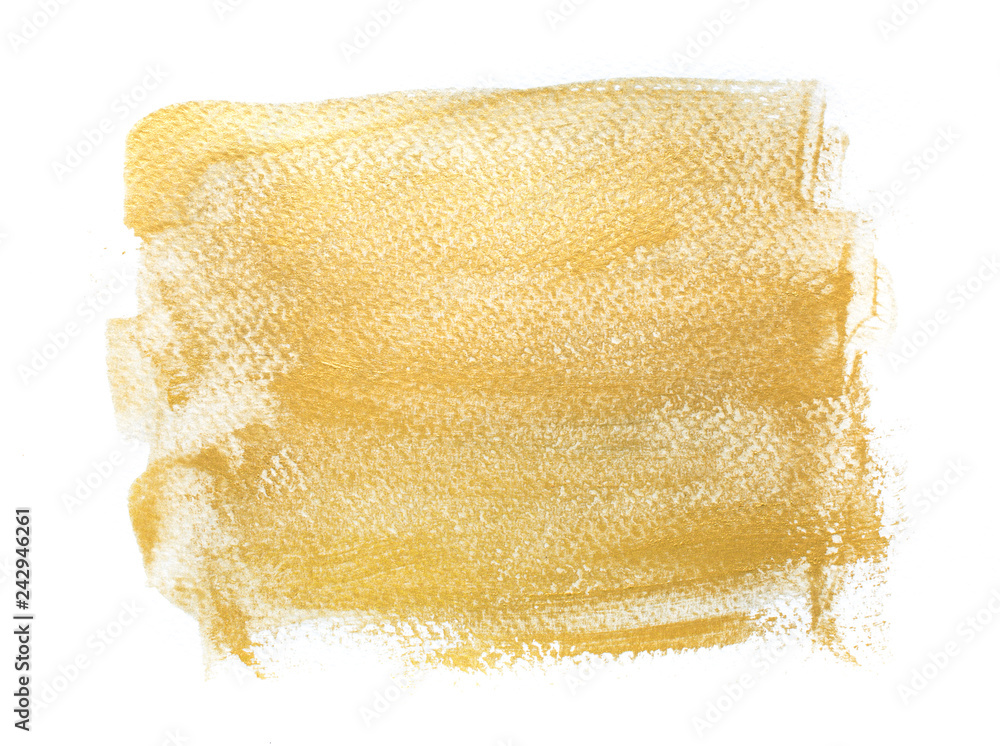 Fototapeta premium golden watercolor stain on white background 