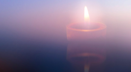 World Religion Dayconcept：Many burning candles with shallow depth of field