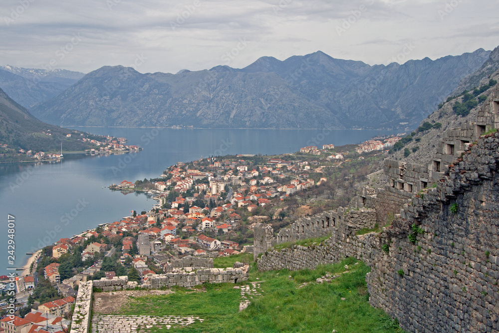 Naklejka premium Nice scenic view from trail to Kotor, Montenegro