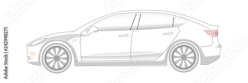 Electric Car transparent silhouette. Ready to colorize