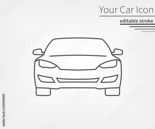 Car line icon for minimalist design. Editable stroke