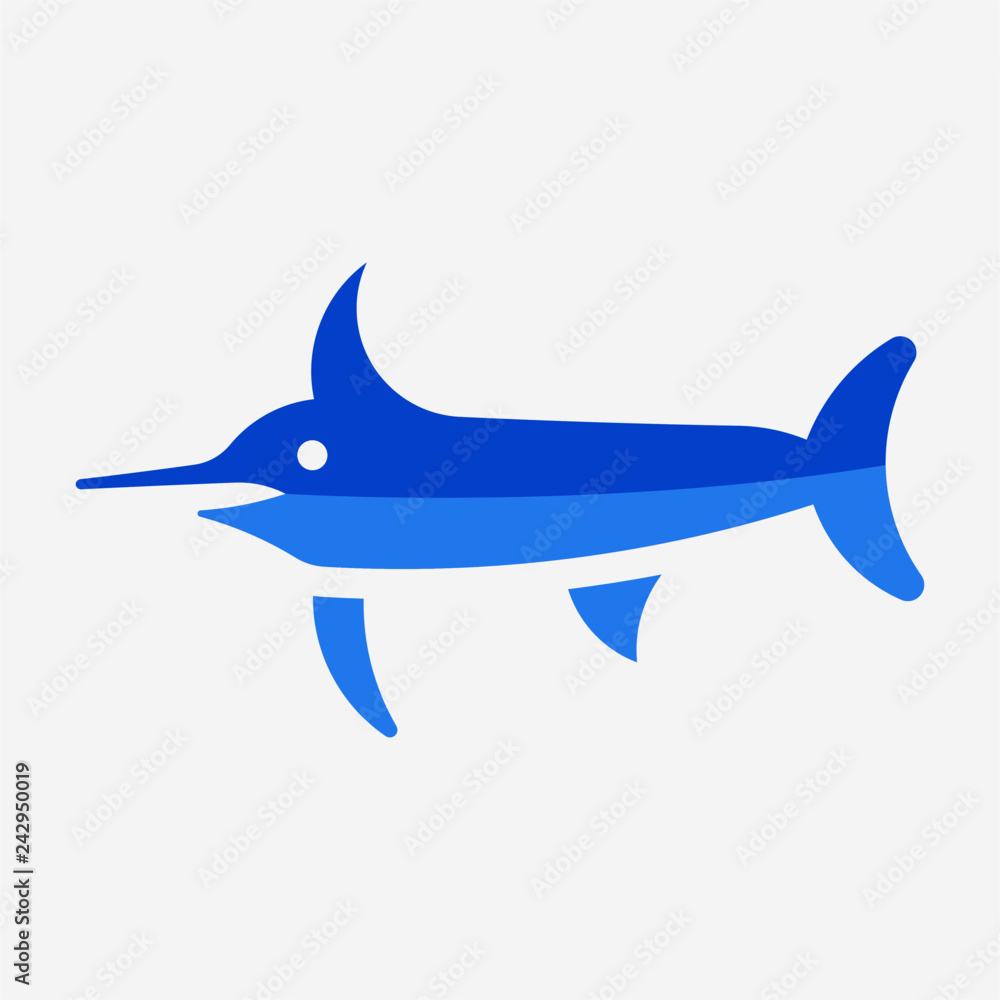 Fototapeta premium Flat Swordfish pixel perfect vector icon