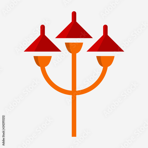 Flat triple floor lamps pixel perfect vector icon