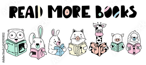 Funny animals read books.