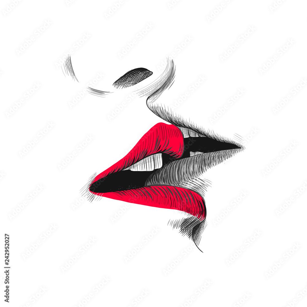 Kissing Couple Kiss Lips Abstract Modern Art Fashion Concept One Stock  Vector by ©inna73 323940142