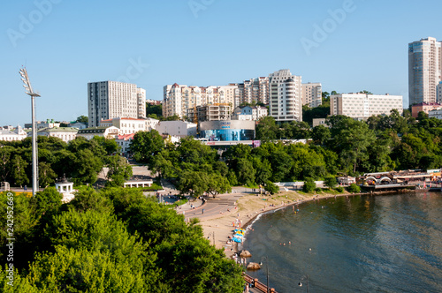 Russia, Vladivostok, July 2018 .: Sporting harbor on embankment of Vladivostok in  summer photo