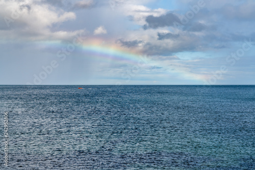 Rainbow over the North Sea  seen in Benthall  Northumberland  England  UK