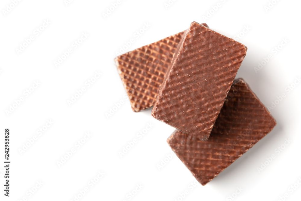 Wafer chocolate candy isolated on white background. Wafer chocolate candy isolated on white background.