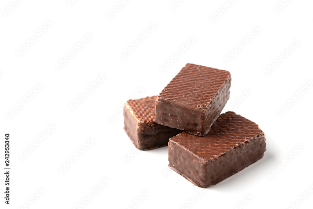 Wafer chocolate candy isolated on white background. Wafer chocolate candy isolated on white background.