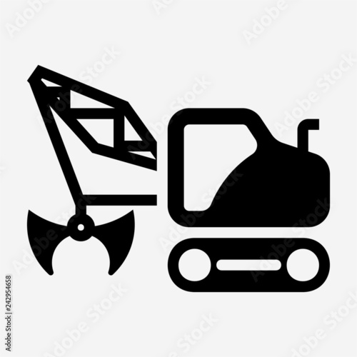 Glyph dragline excavator pixel perfect vector icon