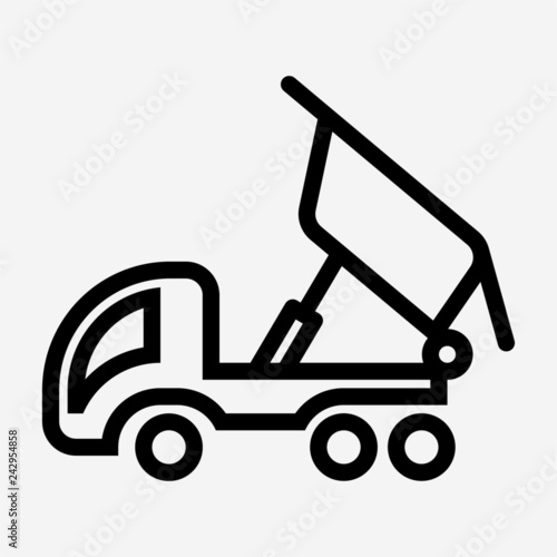 Outline tipper truck pixel perfect vector icon